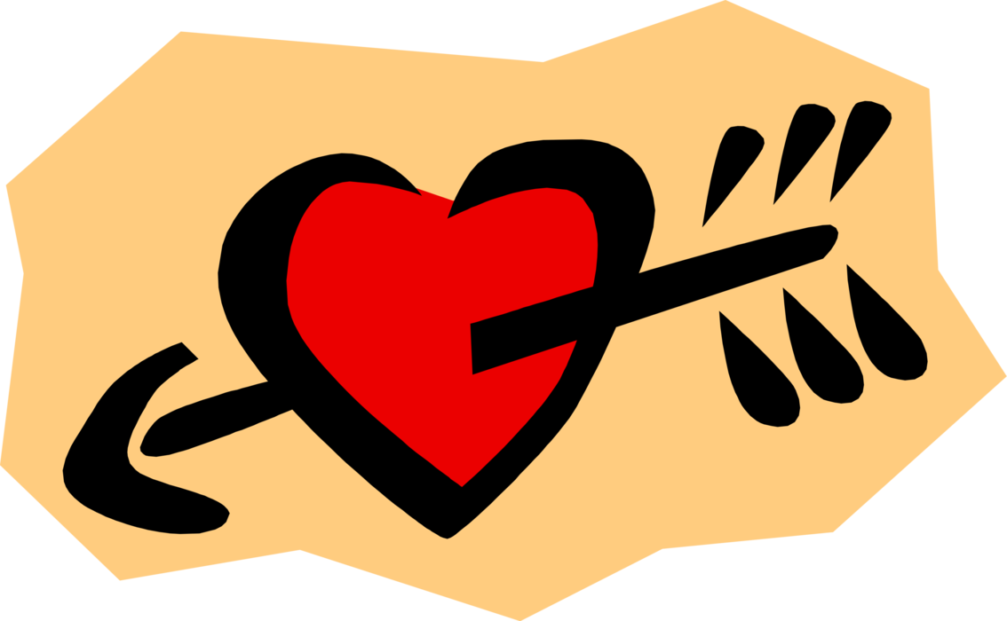 Vector Illustration of Romantic Love Heart with Arrow