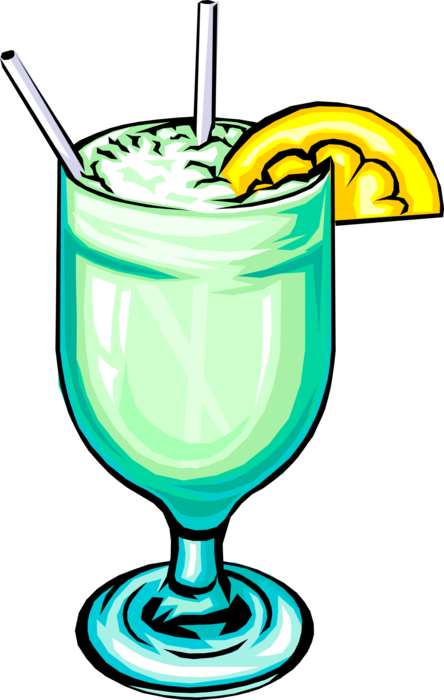 Vector Illustration of Refreshing Alcohol Beverage Cocktail with Lemon Slice