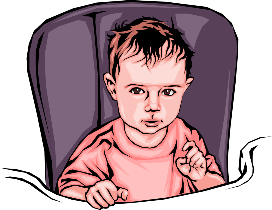 Vector Illustration of Infant Child in Baby Chair