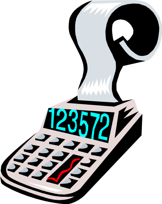 Vector Illustration of Calculator Portable Electronic Device Performs Basic Operations of Mathematics