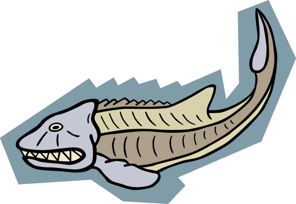Vector Illustration of Prehistoric Fish from Jurassic and Cretaceous Periods Swimming