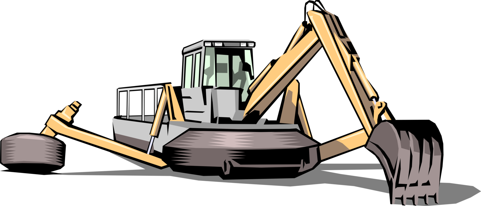 Vector Illustration of Construction Industry Heavy Equipment Backhoe Excavator Digger