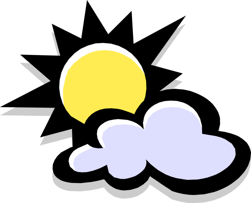 Vector Illustration of Weather Forecast Sun and Cloud