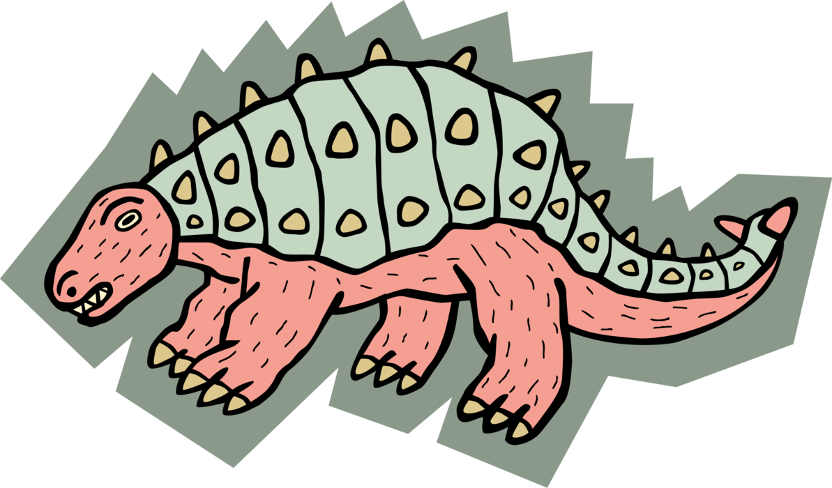 Vector Illustration of Prehistoric Armored Dinosaur Jurassic and Cretaceous Periods