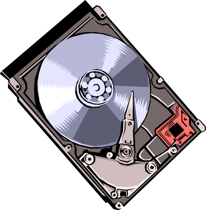 Vector Illustration of Computer Hard Disk Drive Digital Data Storage Device