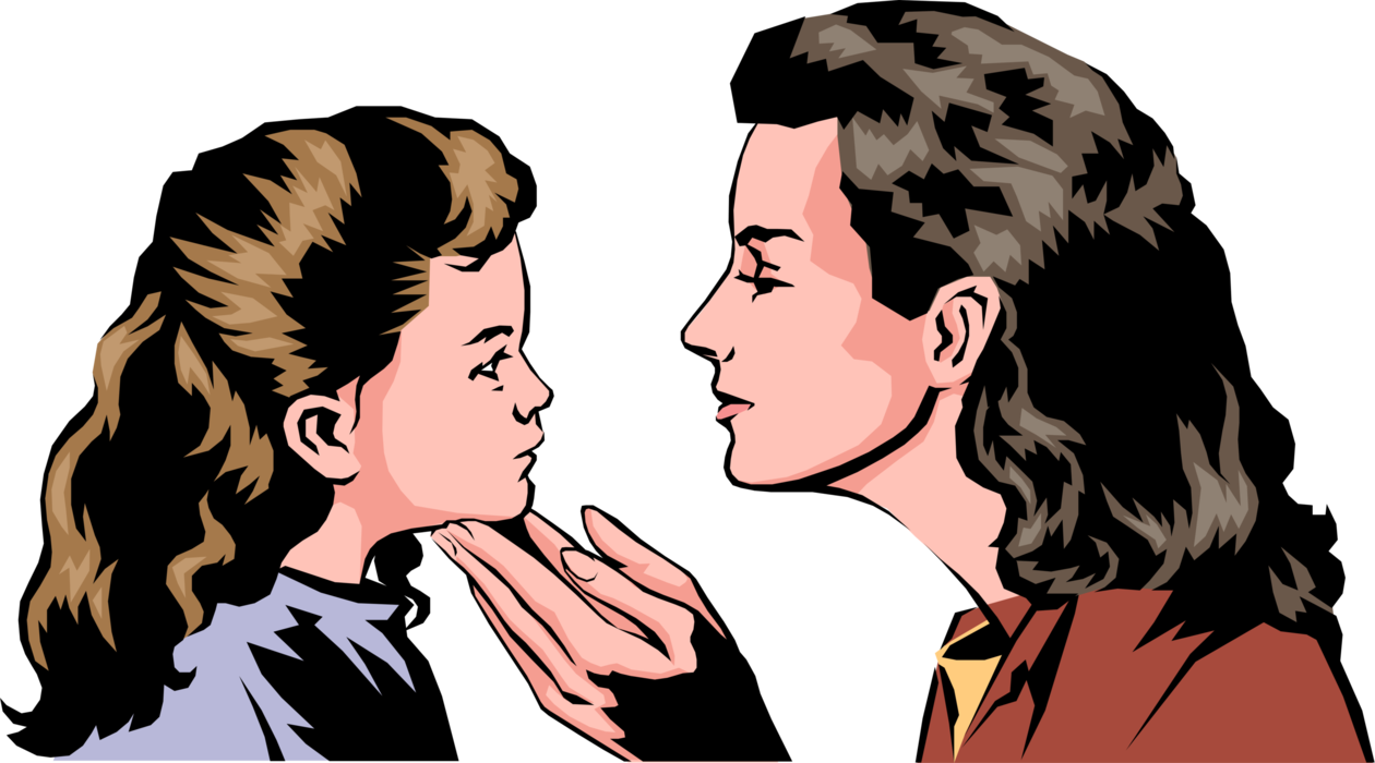 Vector Illustration of Mother and Daughter Loving Embrace