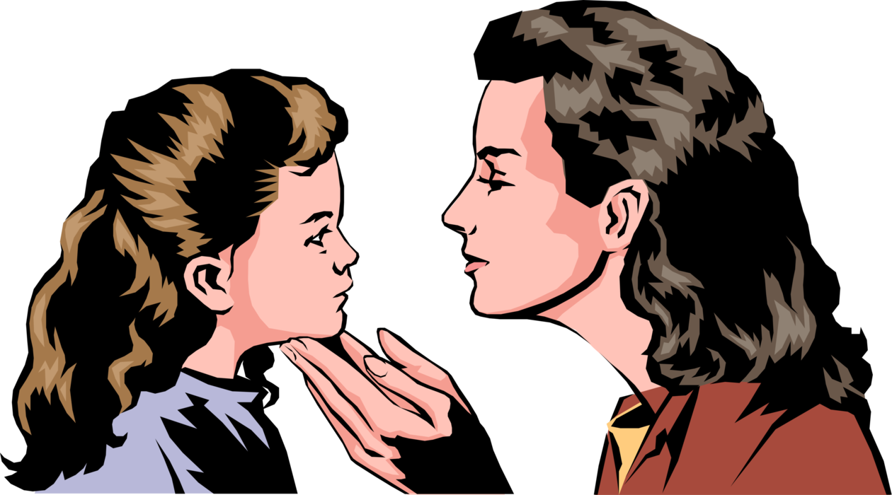 Vector Illustration of Mother and Daughter Loving Embrace