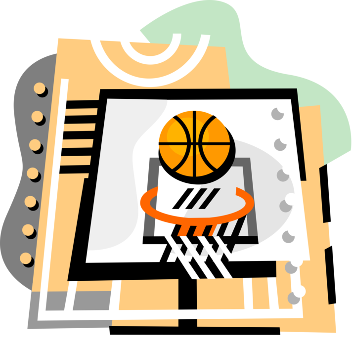 Vector Illustration of Sport of Basketball Net Hoop and Ball
