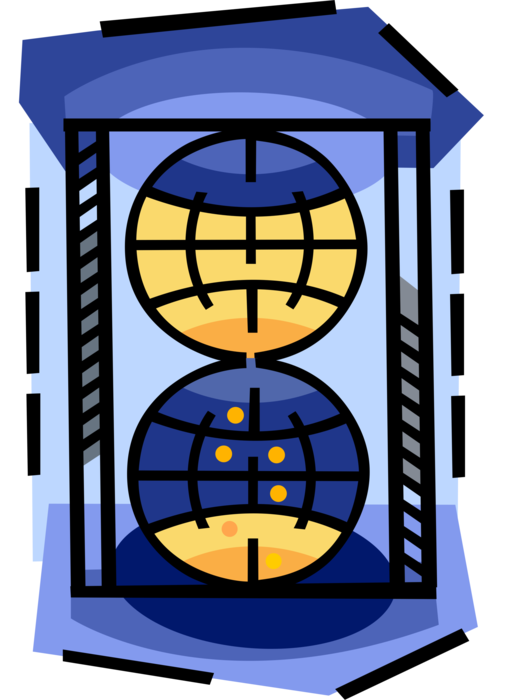 Vector Illustration of Globe Hourglass or Sandglass, Sand Timer, or Sand Clock Measures Passage of Time