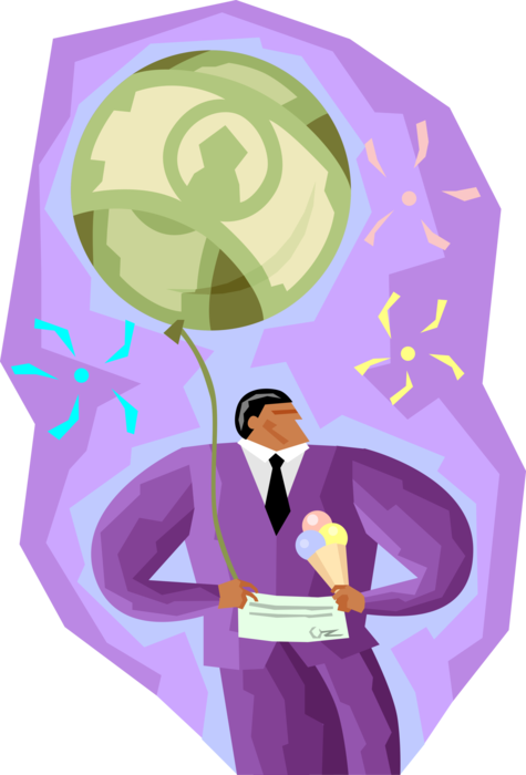 Vector Illustration of Businessman Receives Financial Rewards