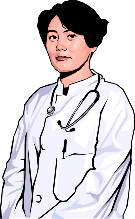 Vector Illustration of Medical Health Care Professional Doctor Physician with Stethoscope