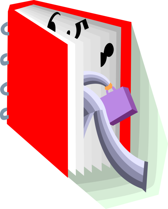 Vector Illustration of Businessman Entering Book of Numbers
