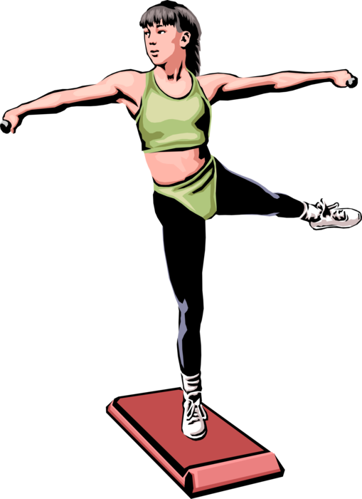 Vector Illustration of Aerobics Physical Exercise Workout with Stretching and Strength Training