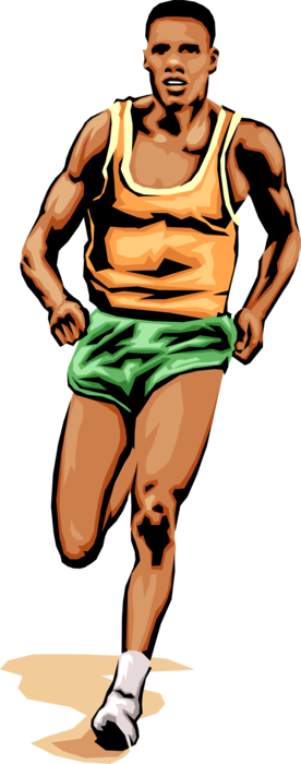Vector Illustration of Track and Field Athletic Sport Contest Runner Running in Race