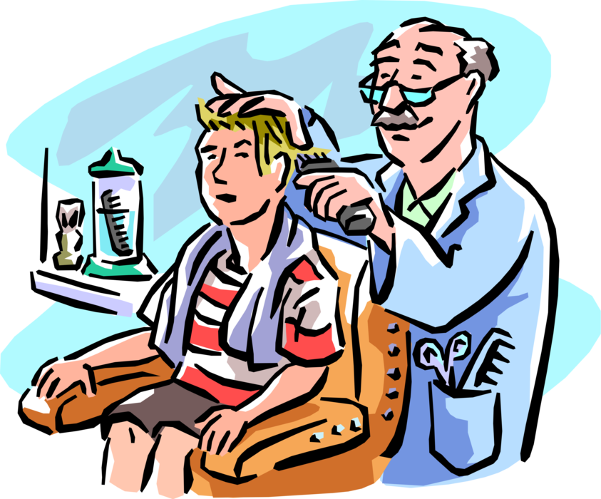 Vector Illustration of Visit to the Barbershop For Haircut from Barber with Styling