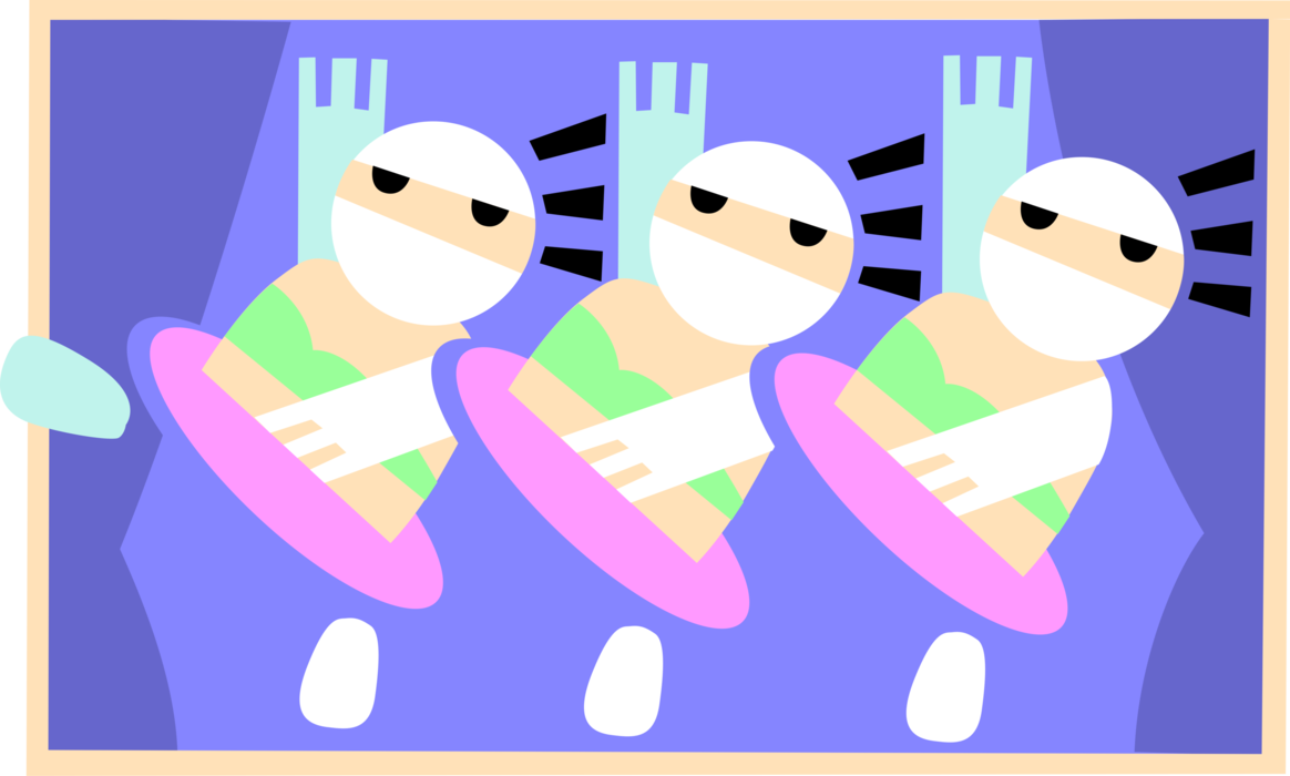 Vector Illustration of Three Dancers Dancing