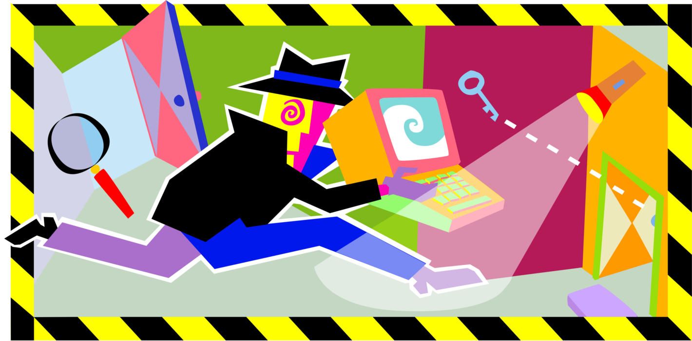 Vector Illustration of Business Computing, Security, Privacy