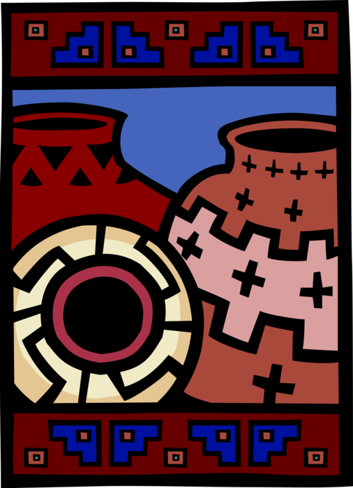 Vector Illustration of Native American Pottery