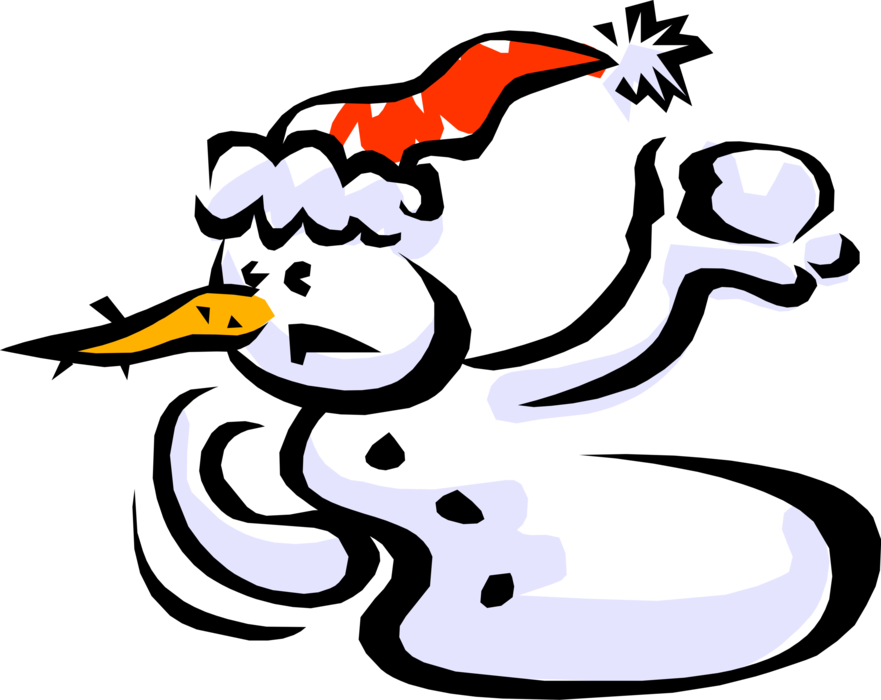Vector Illustration of Snowman Anthropomorphic Snow Sculpture in Snowball Fight in Winter