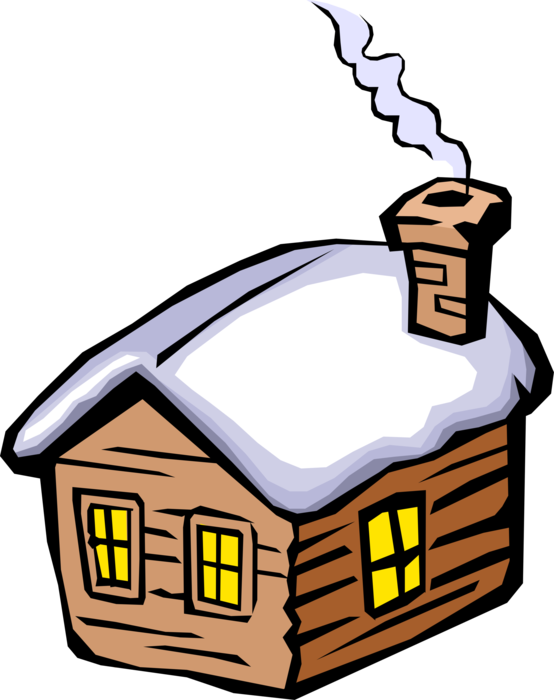 Vector Illustration of House or Home Residence Dwelling Symbol in Winter