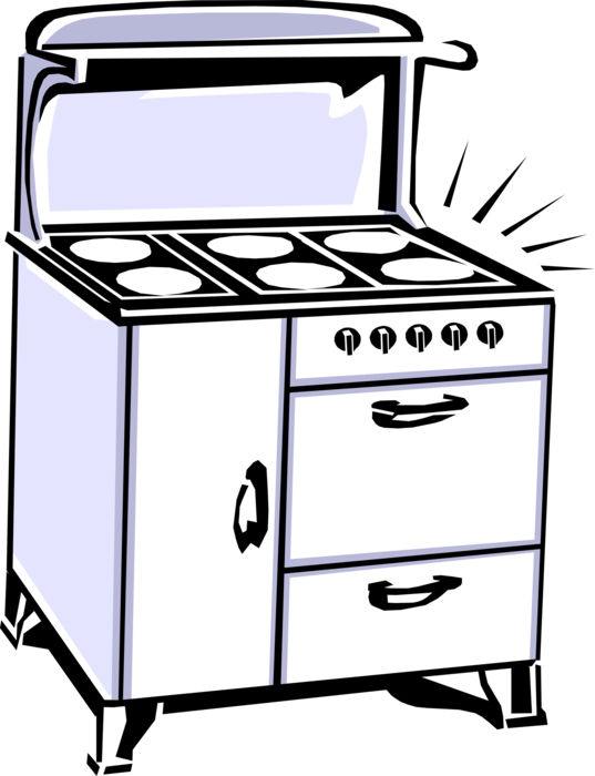 Vector Illustration of Kitchen Antique Appliance Stove, Range or Oven