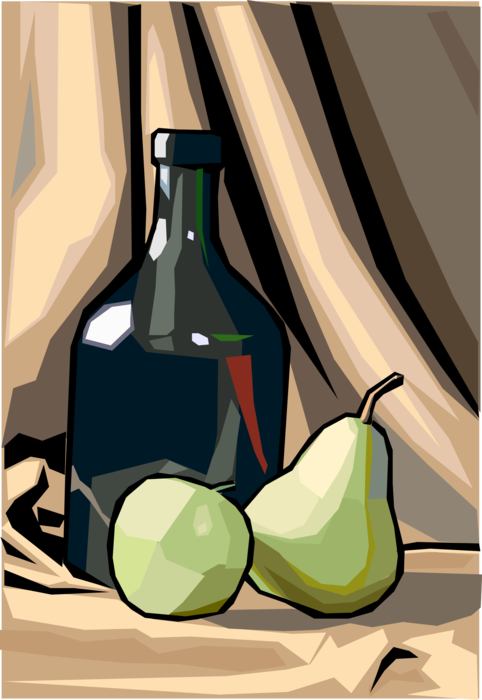 Vector Illustration of Bottled Juice Beverage with Fruit Pears