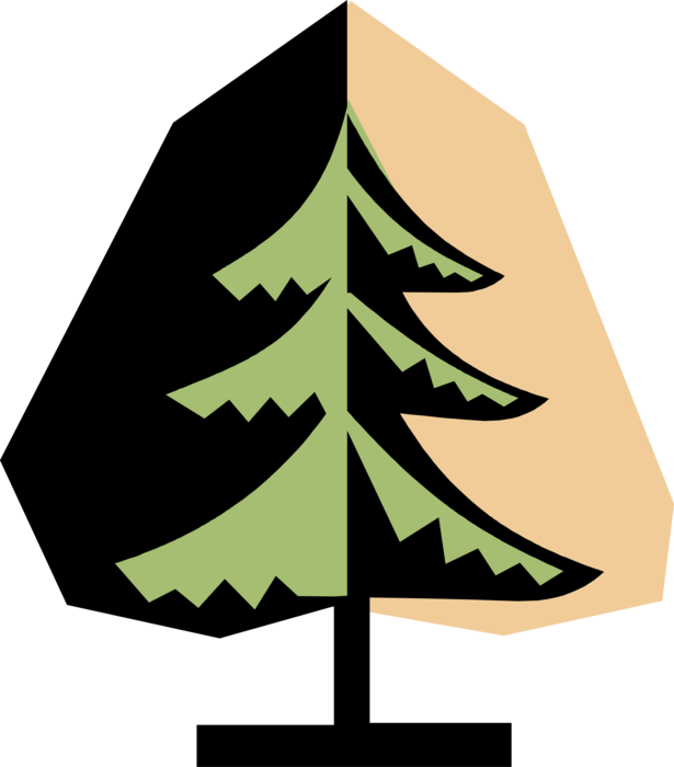 Vector Illustration of Coniferous Evergreen Fir Tree Symbol