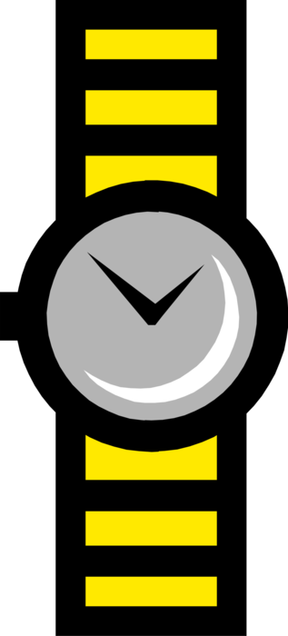 Vector Illustration of Men's Wristwatch Timepiece Keeps Time