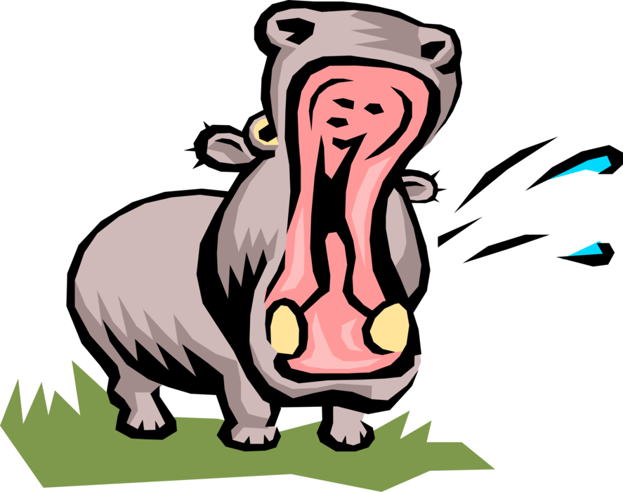 Vector Illustration of Hippopotamus Yawns