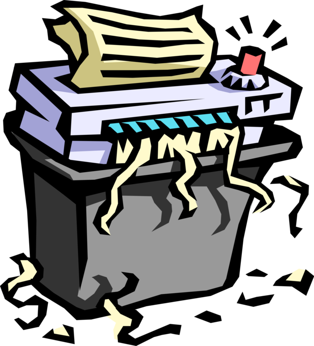 Vector Illustration of Office Paper Shredder Destroys Private, Confidential, Sensitive Documents