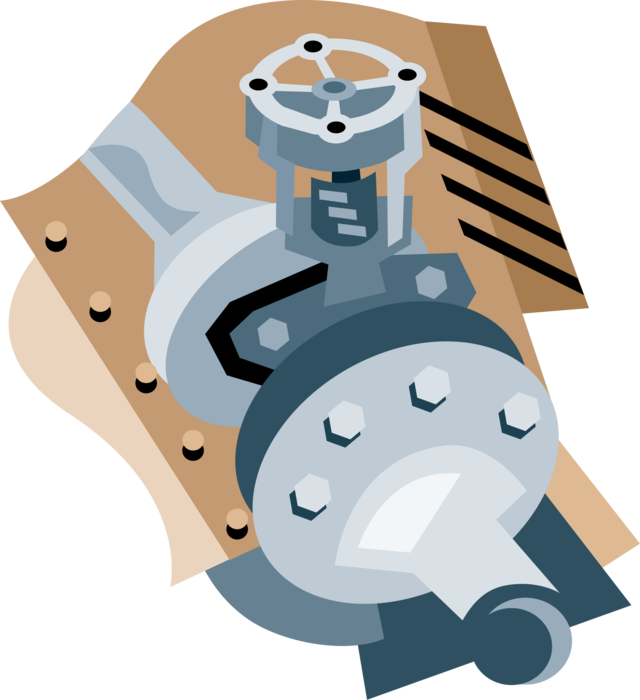 Vector Illustration of Fossil Fuel Oil Petroleum and Gas Industry Pipeline Valve