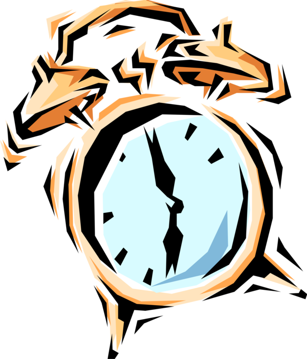 Vector Illustration of Alarm Clock Rings 7 A.M. Wake-Up Call
