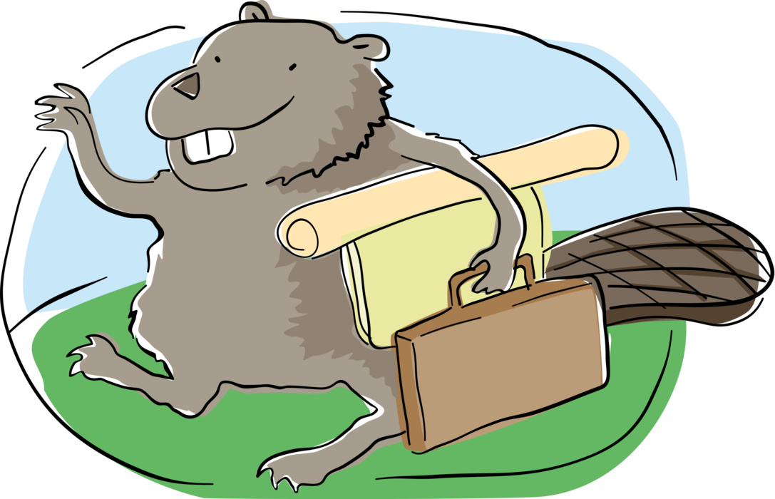 Vector Illustration of Business Eager Beaver on His Way to Work