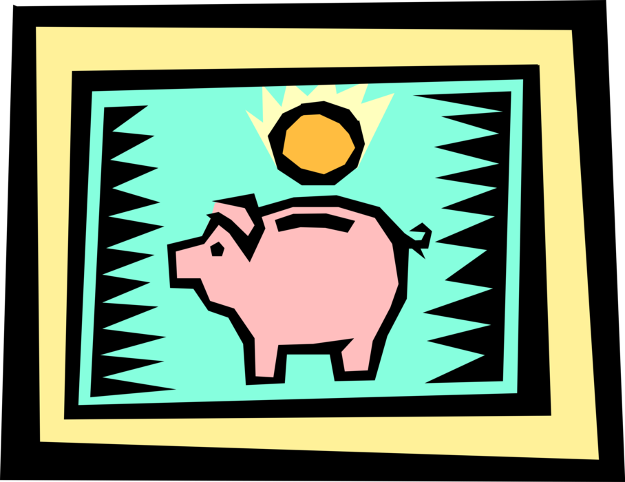 Vector Illustration of Piggy Bank Money Coin Container used by Children Teaches Thrift and Savings