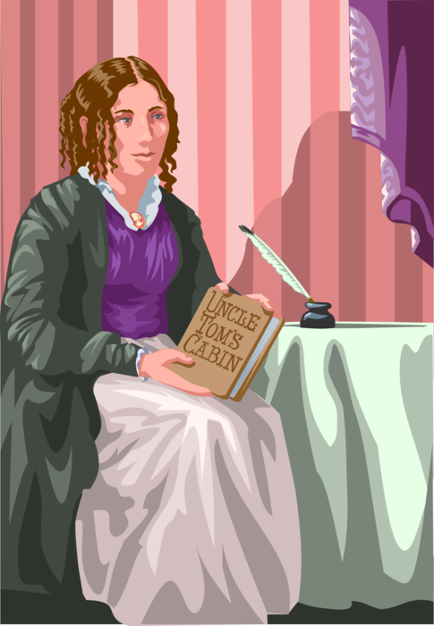 Vector Illustration of American Writer Harriet Beecher Stowe Author of Uncle Tom's Cabin