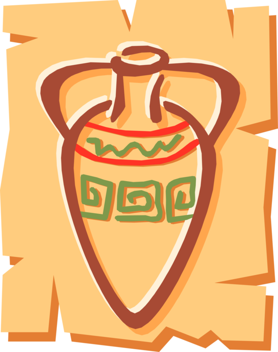 Vector Illustration of Ceramic Amphora Transport and Storage Container from Antiquity