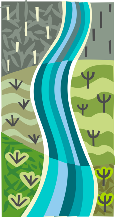 Vector Illustration of Clean Water Resource for Green Environment