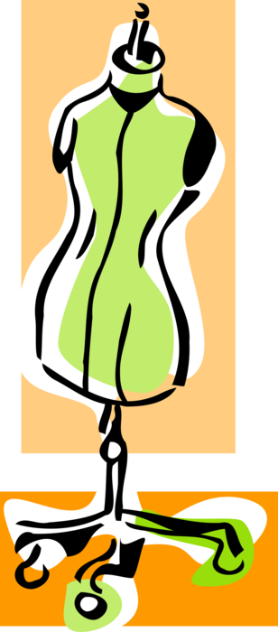 Vector Illustration of Dressmaker Seamstress Dressmaking Female Dress Form Mannequin
