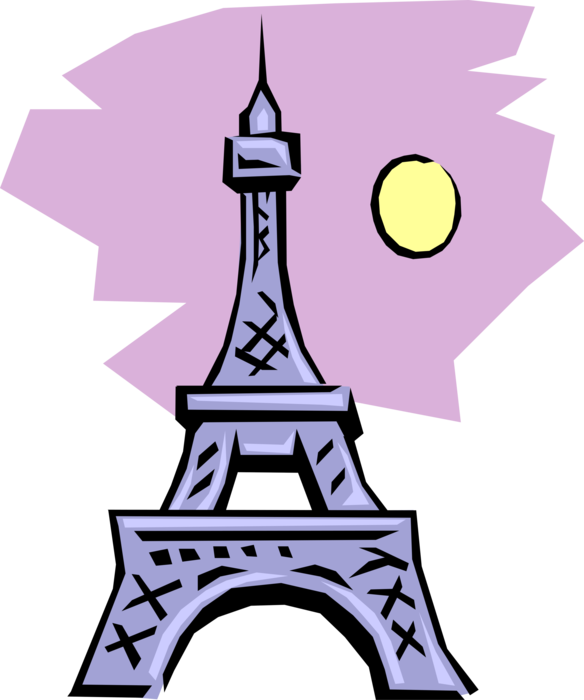 Vector Illustration of Eiffel Tower on Champ de Mars Cultural Icon and World Landmark of Paris, France