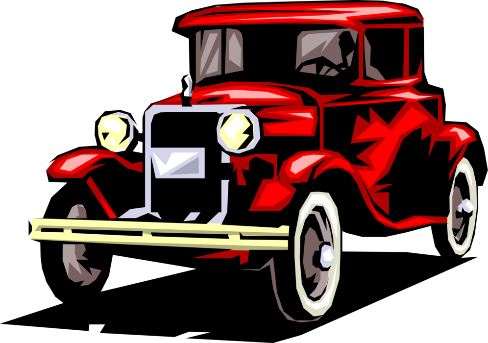 Vector Illustration of Vintage Antique Classic Ford Car Automobile Motor Vehicle