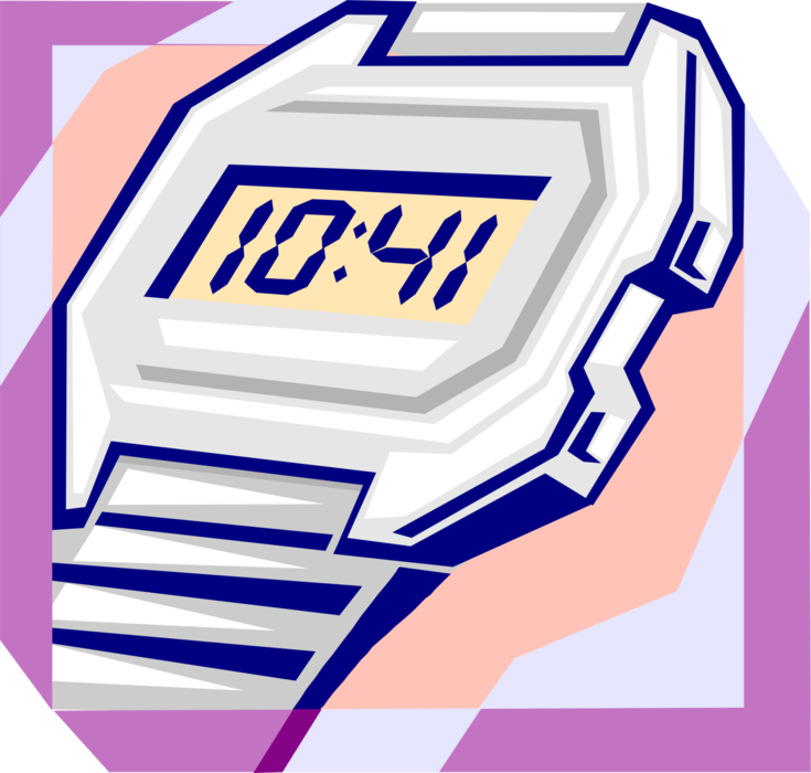 Vector Illustration of Wristwatch Timepiece Watch Keeps Time