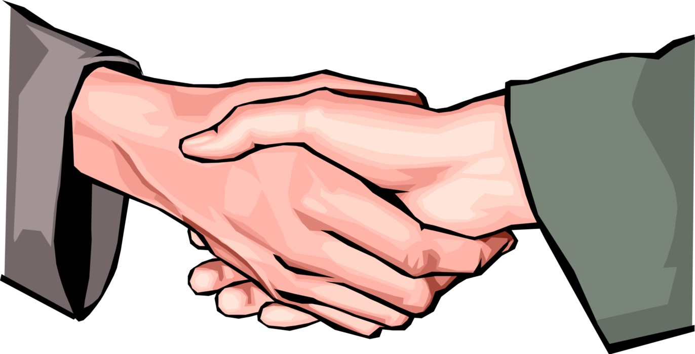 Vector Illustration of Businessmen Shaking Hands in Introduction Greeting or Agreement