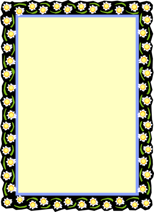 Vector Illustration of Daisy Chain Flowers Frame Border