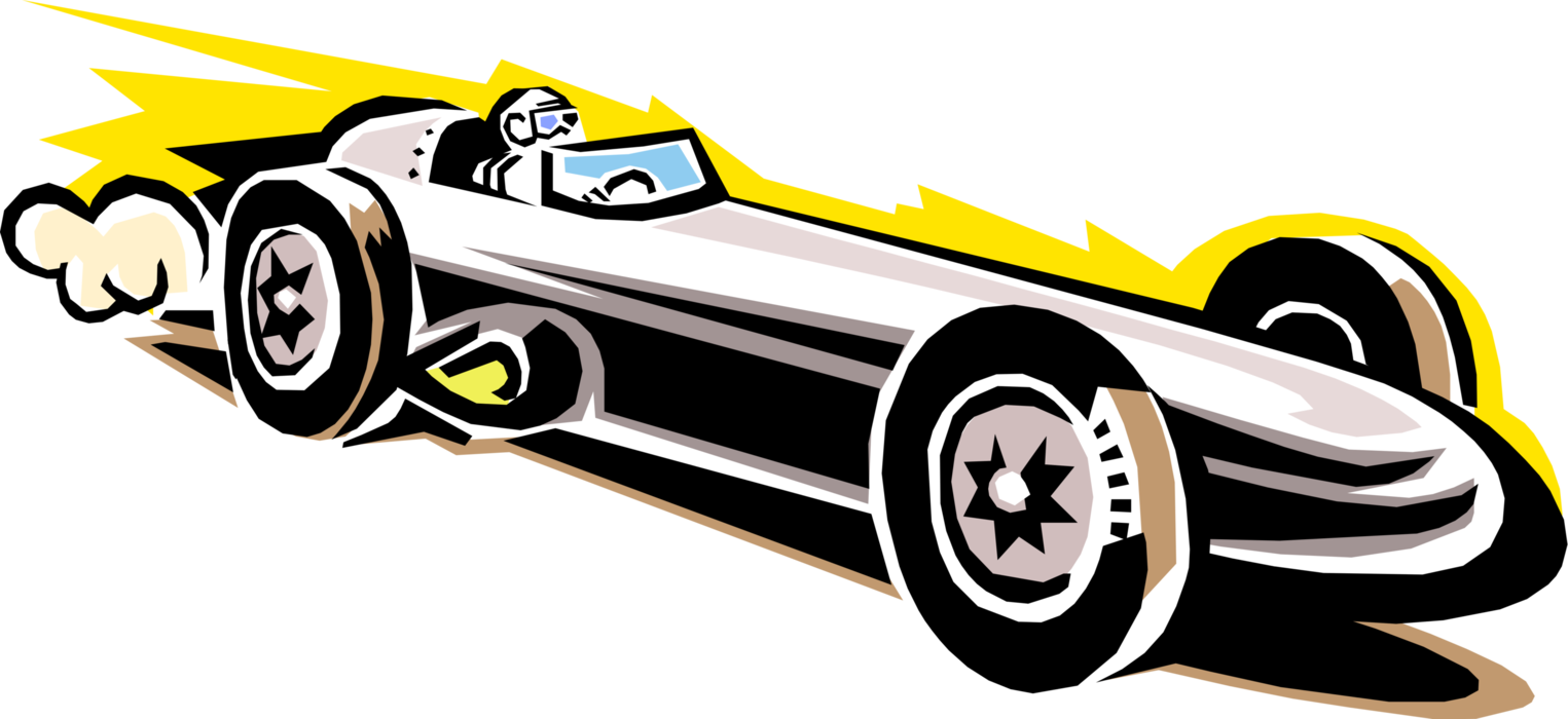 Vector Illustration of Classic Vintage Model Race Car Racing on Track