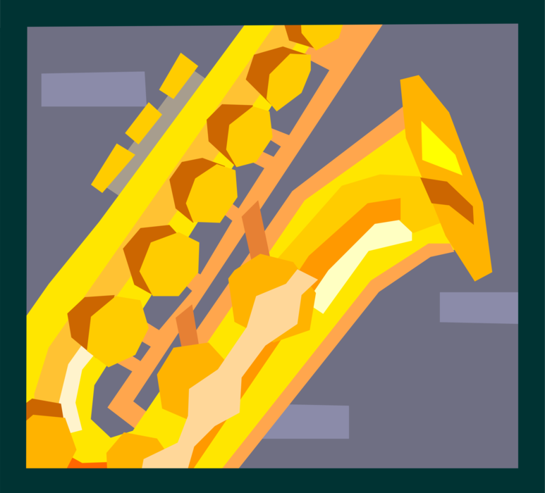 Vector Illustration of Saxophone Brass Single-Reed Mouthpiece Woodwind Musical Instrument
