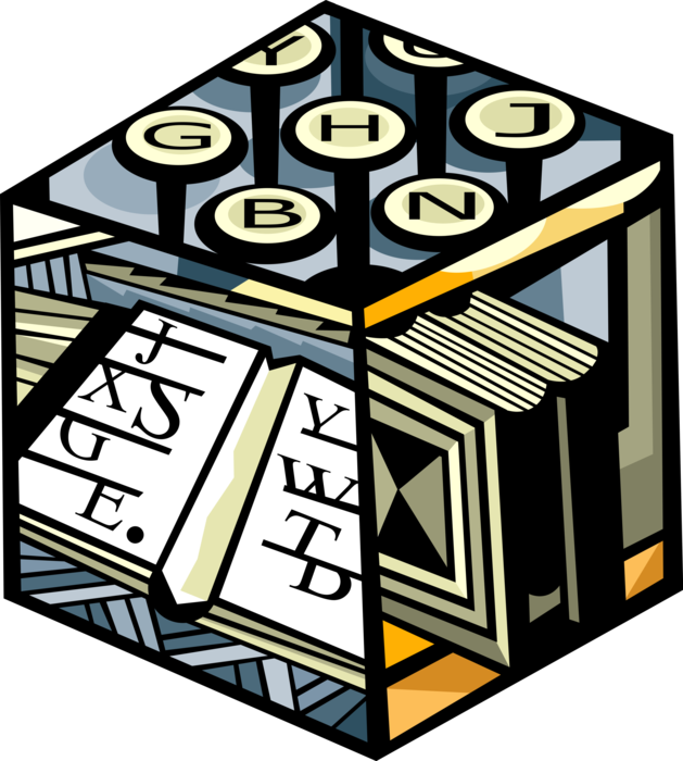 Vector Illustration of Evolution of The Printed Word in Type and in Texts