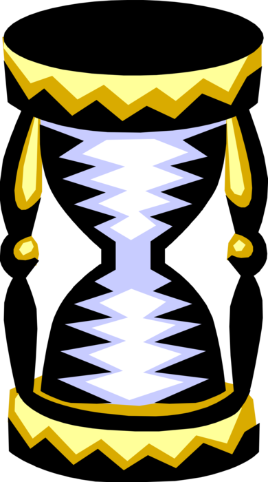 Vector Illustration of Hourglass or Sandglass, Sand Timer, or Sand Clock Measures Passage of Time