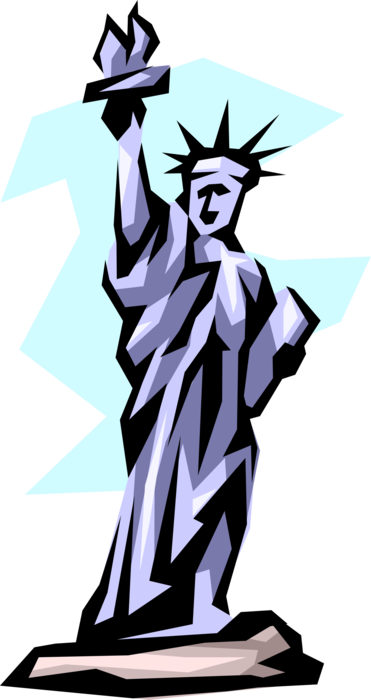 Vector Illustration of Statue of Liberty Colossal Neoclassical Sculpture on Liberty Island, New York City