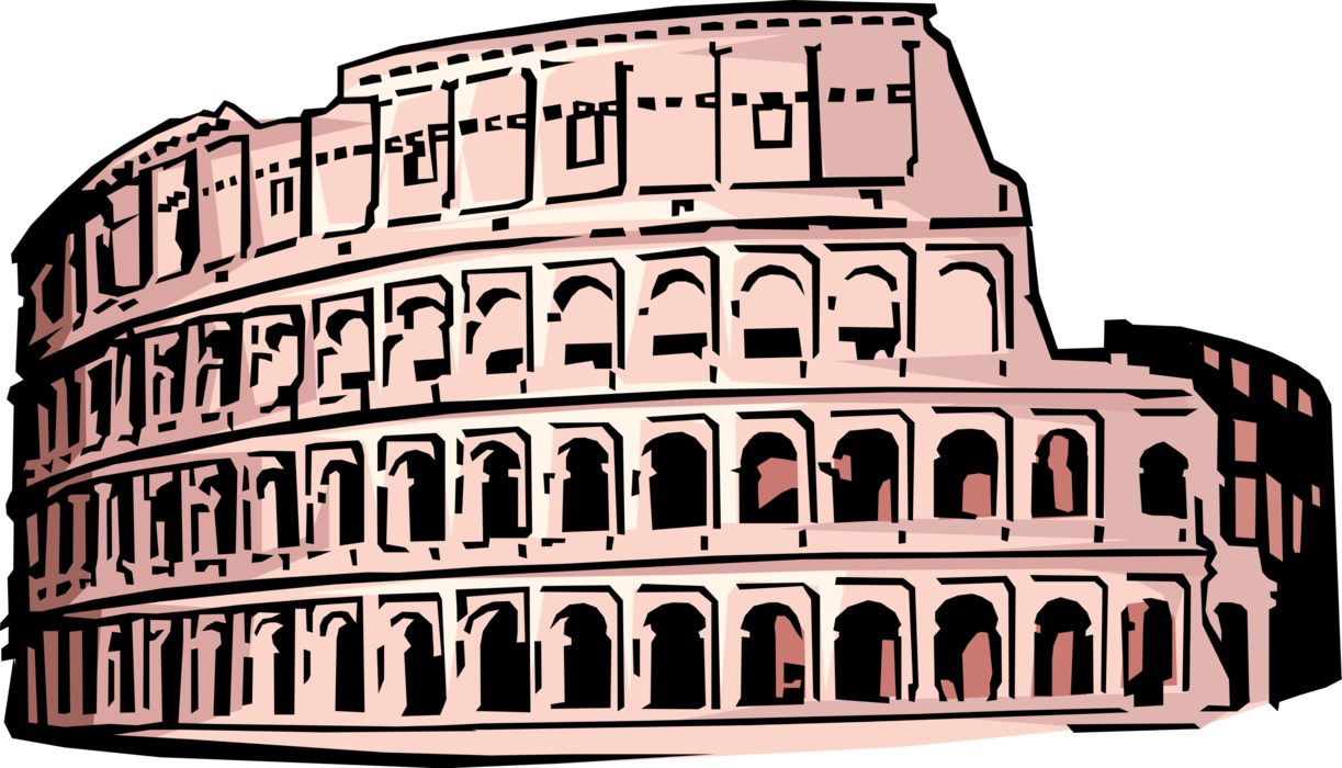 Vector Illustration of Roman Forum Colosseum or Coliseum Flavian Amphitheatre in Rome, Italy