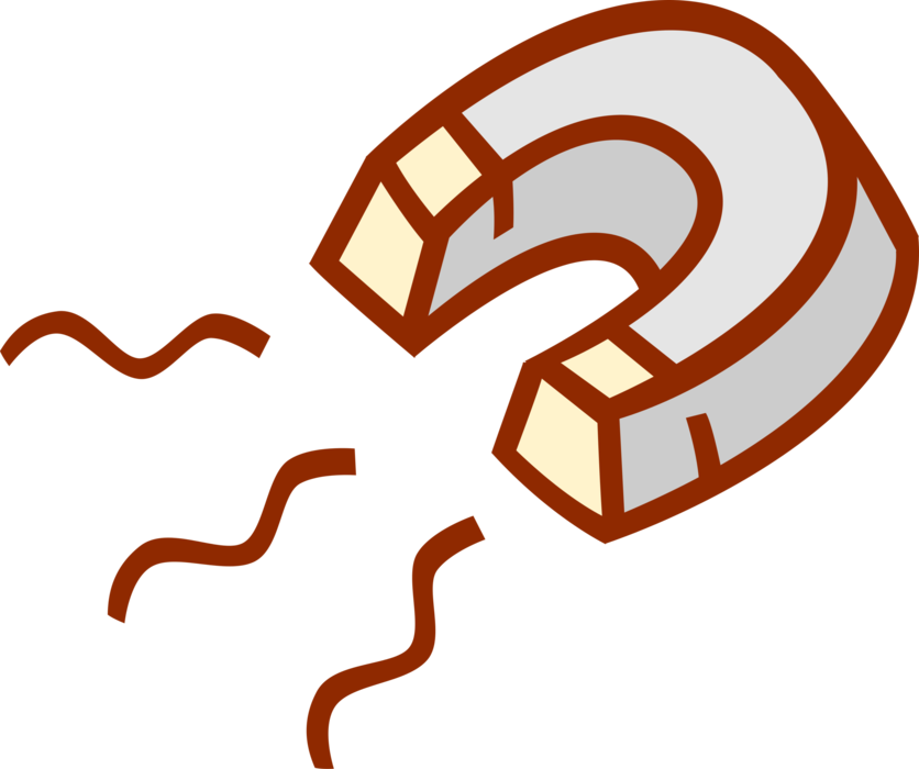 Vector Illustration of Magnet Produces Magnetic Field That Attracts and Repels Ferromagnetic Material